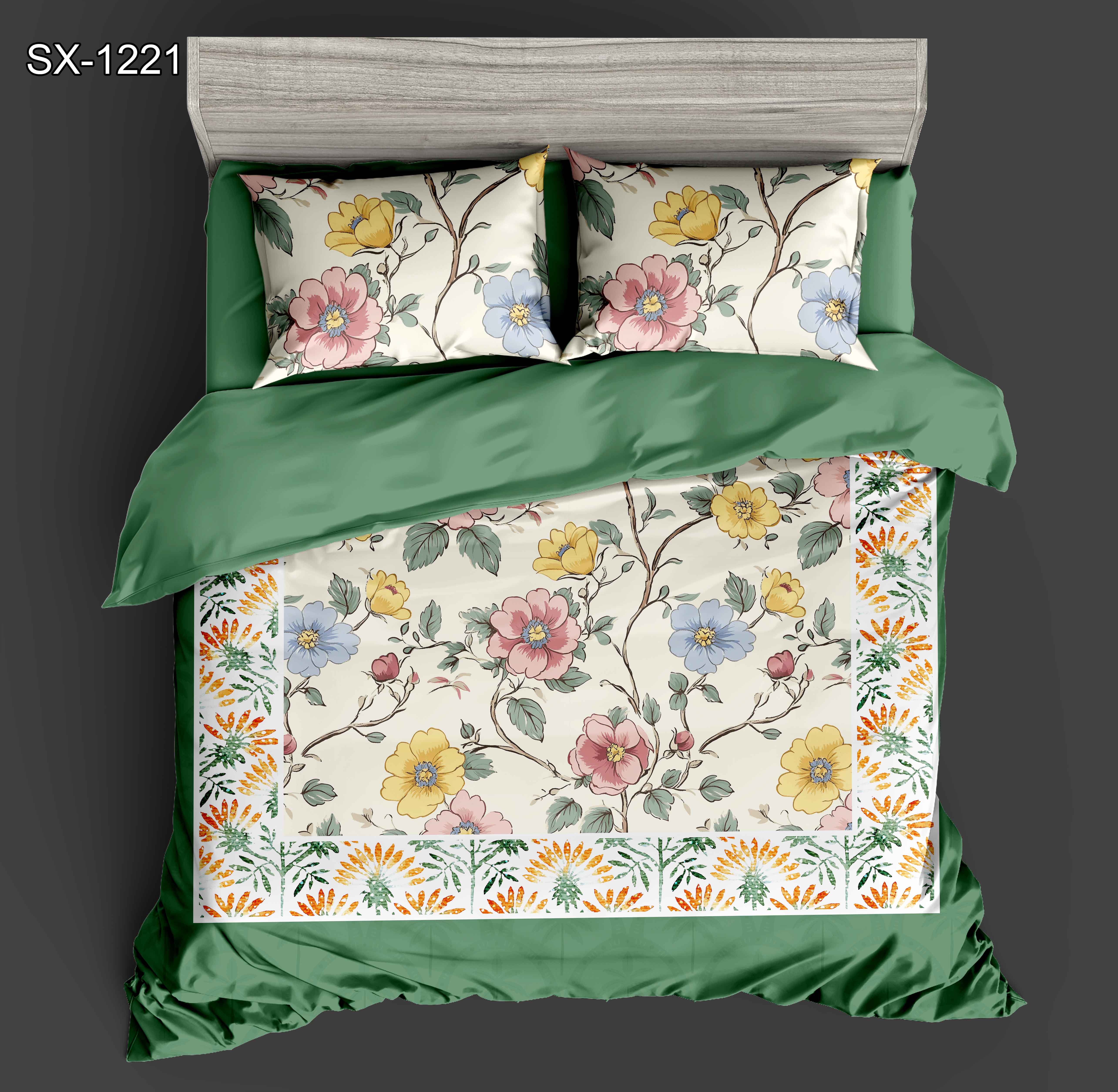 5D Digital Printed Set Set Set Floral с разноцветным цветом и ботаническим дизайном границы