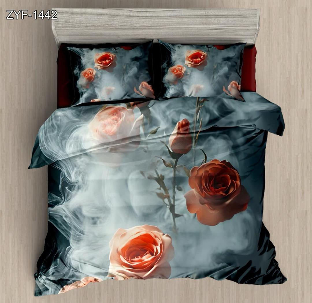 5D Digital Print Seep Set Set Floral с дизайном красной розы и дымового эффекта