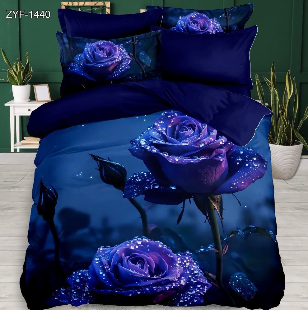5D Digital Print Seep Set Set Floral с синей розой и дизайном Dewdrop